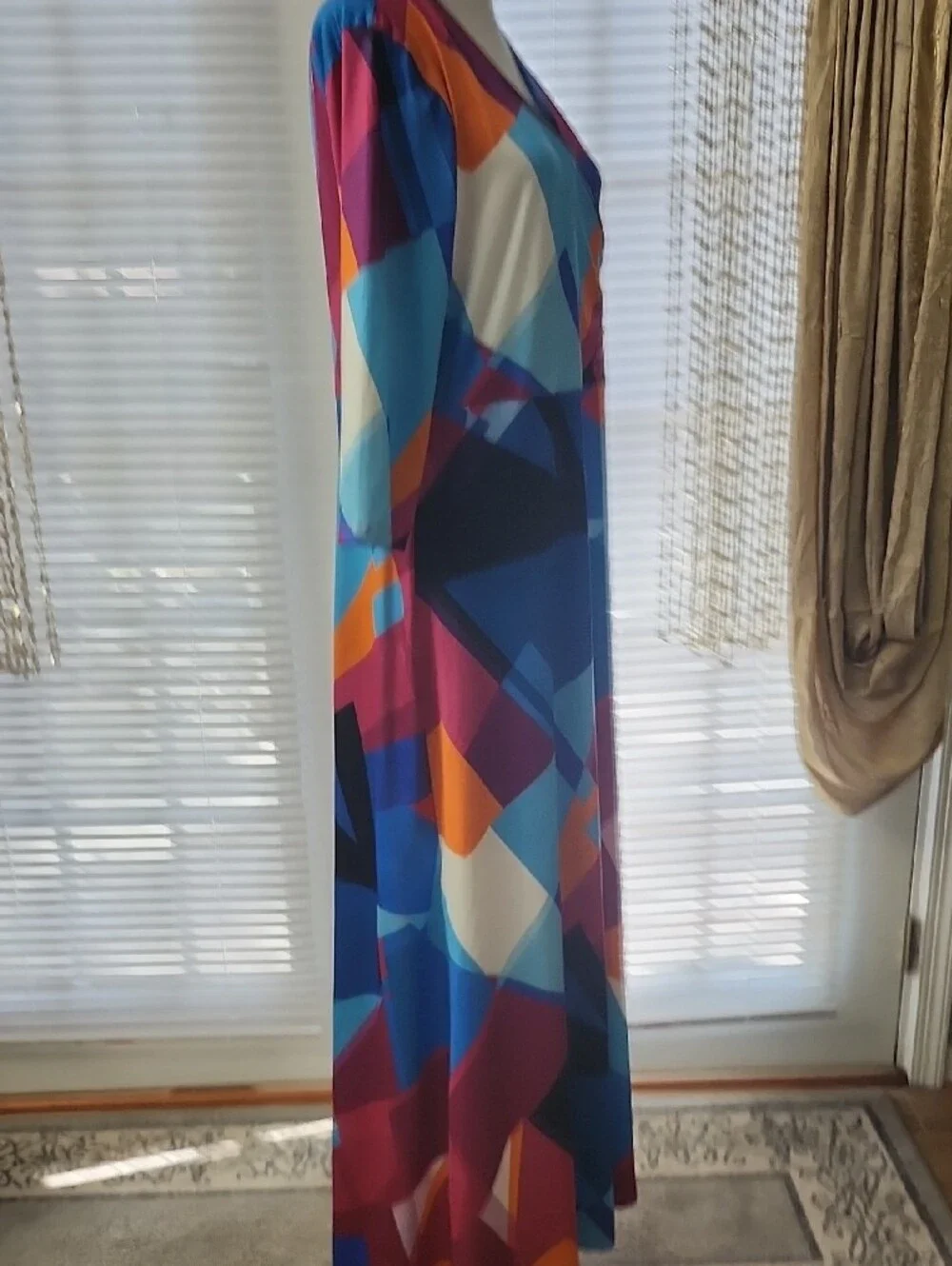 Colorblock V-Neck Maxi Dress - Multicolor